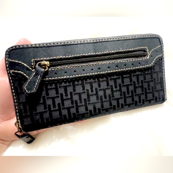 Tommy Hilfiger Handbags - TOMMY HILFIGER BLACK LOGO ZIP AROUND WALLET  7.5” X 4” Like New!!